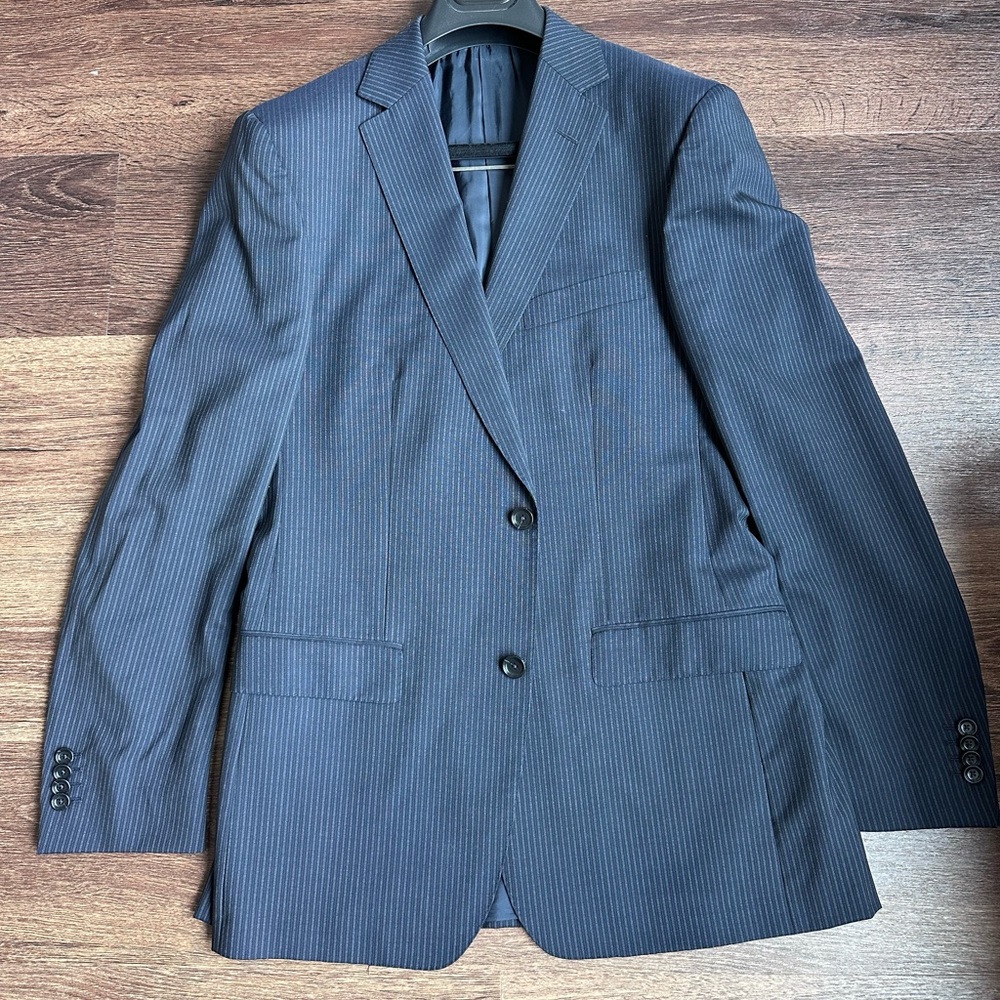 Zegna Navy Blue Striped Suit